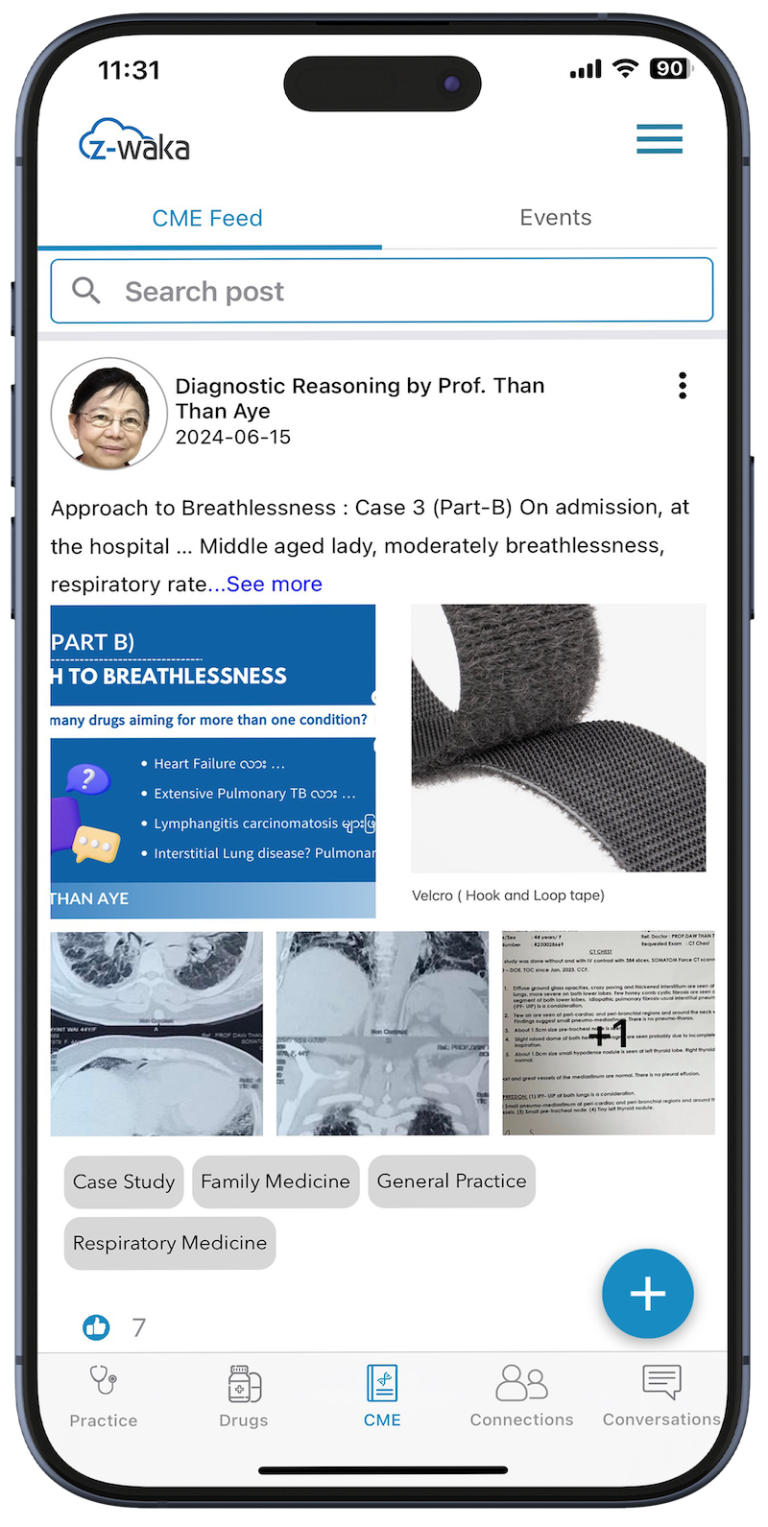 Z-waka for Healthcare Professionals mobile app view